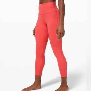LULULEMON Watermelon Red Wunder Under High Rise Tight 25" Luxtreme Leggings 12
